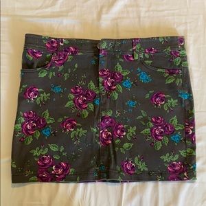 Floral Denim Mini Skirt